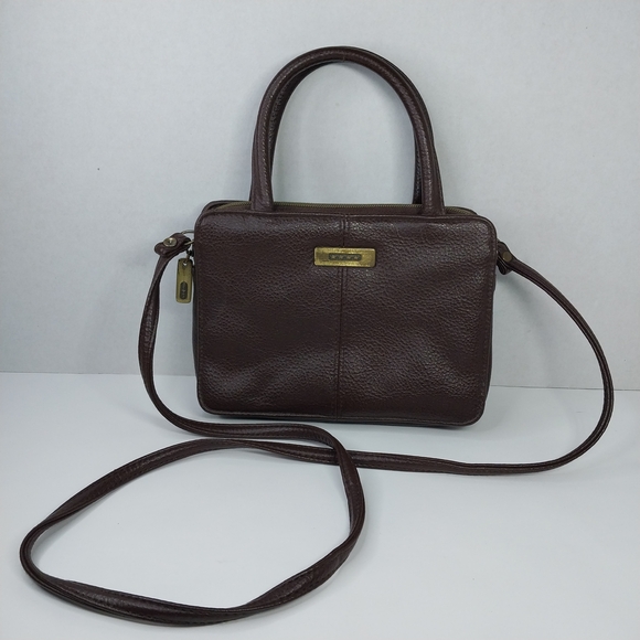 Faded Glory Handbags - Vintage Y2K 2000’s Faded Glory Crossbody Bag Purse Brown Faux Leather 90s Iconic